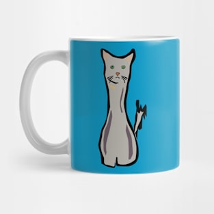 Tall Grey Cat Mug